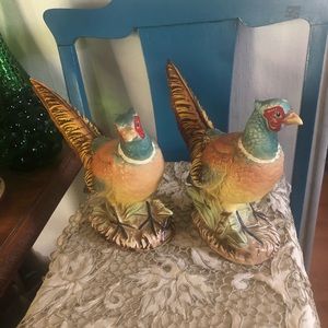 Vintage Hand-painted Ring-Necked Pheasants Bird Figurines Made in JAPAN